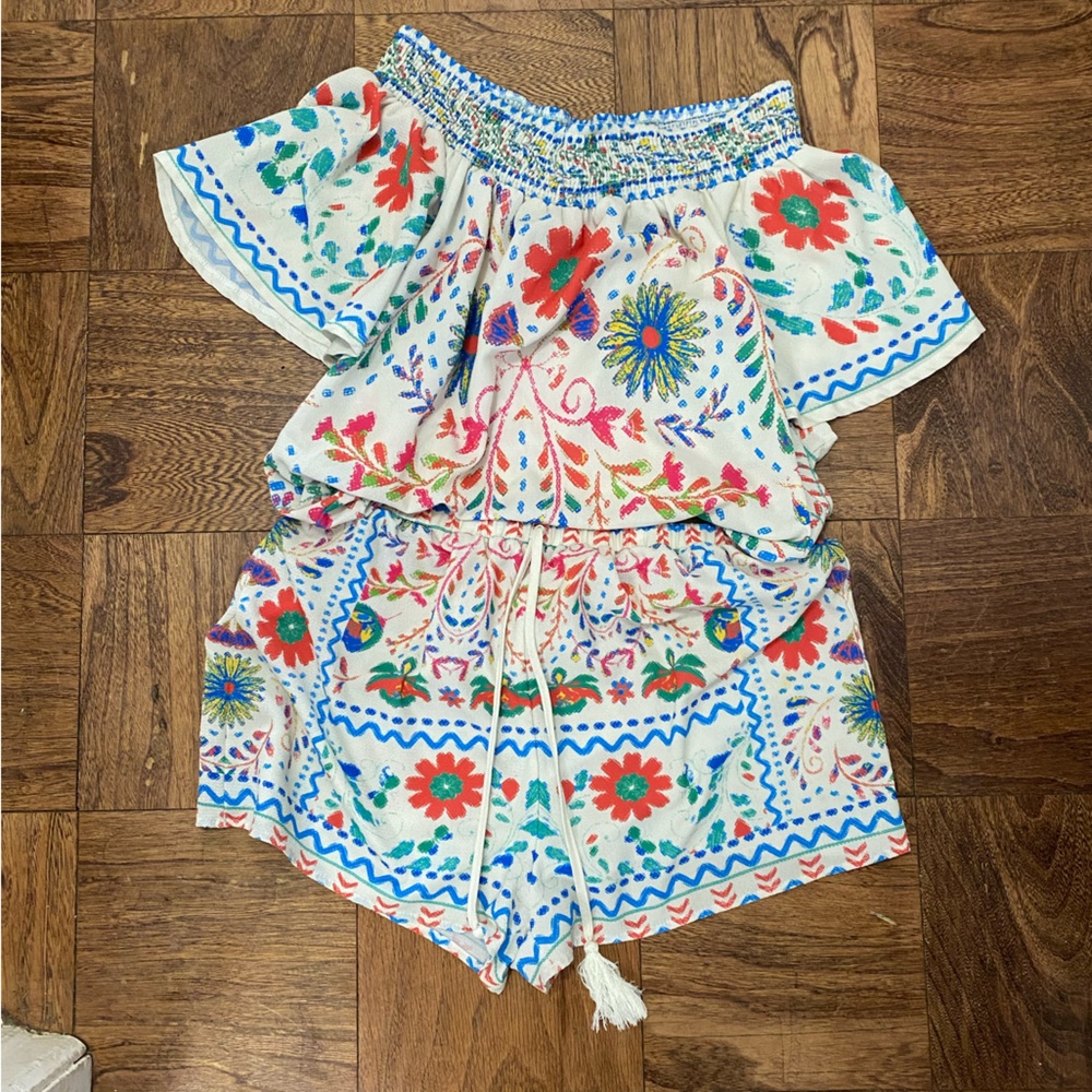 Two piece romper set.